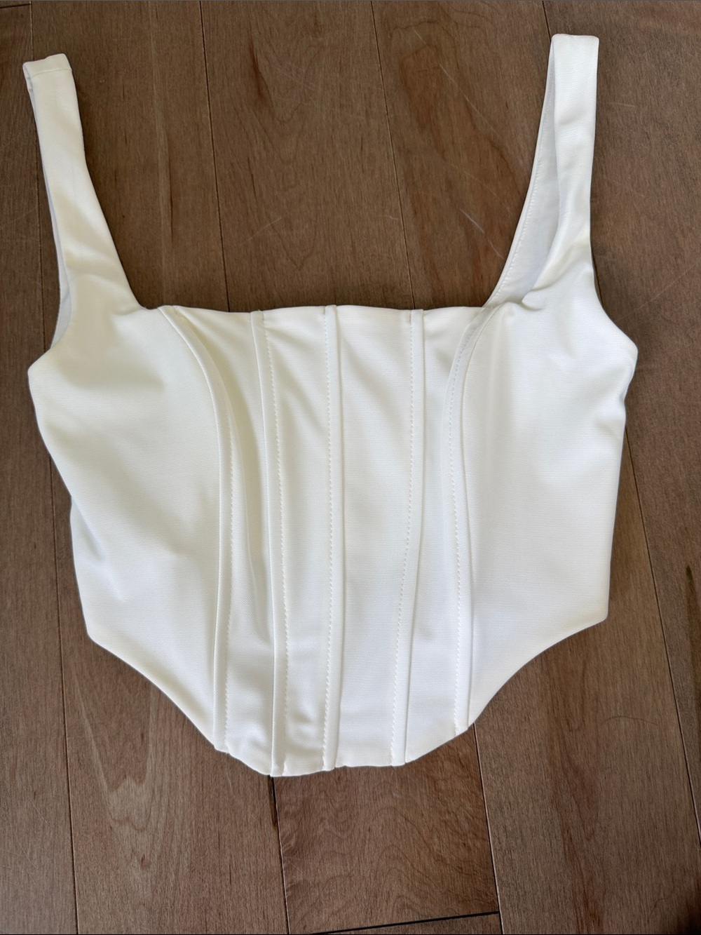 EDIKTED White Structured Corset Tank Top